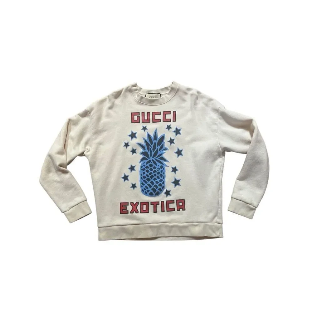 Gucci Exotica 100% Cotton Crewneck Sweatshirt Pineapple Off White Men’s S